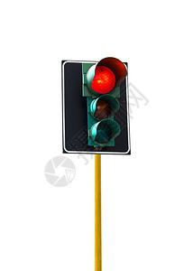 白色背景上隔开的交通灯是红安全象征车辆图片