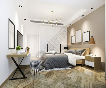 家奢华床3d提供美丽的豪华卧室套房在酒店与电视图片