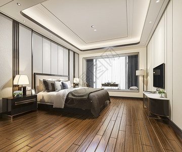 扶手椅当代的建成3d在酒店提供豪华现代卧室套房图片