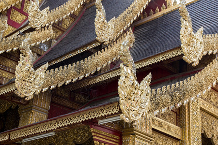 在泰王国佛教寺庙顶的泰国风格图案亚洲旅游传统的图片