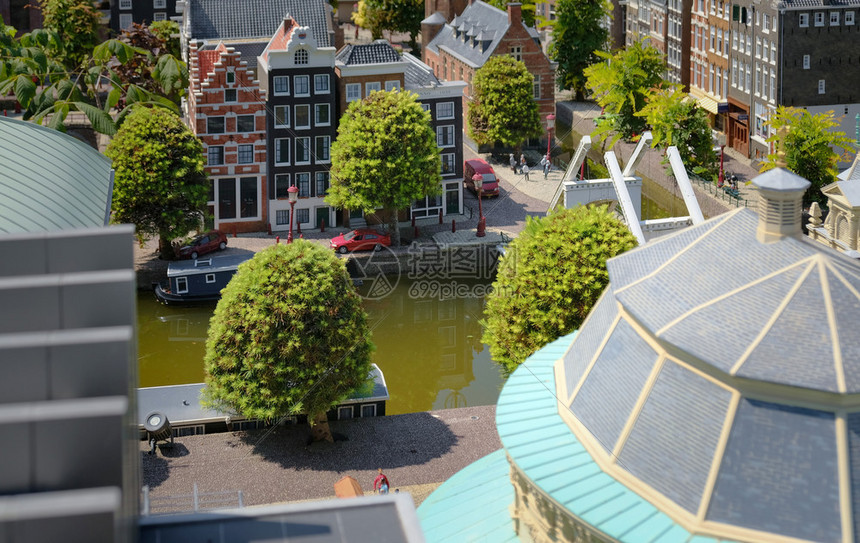 Madurodam阿姆斯特丹的微型码头街阿姆斯特丹的荷兰微型码头街屋老的镇图片