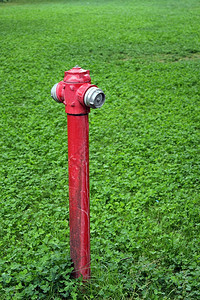 草地预防绿坪上的旧红脏水合剂管道图片