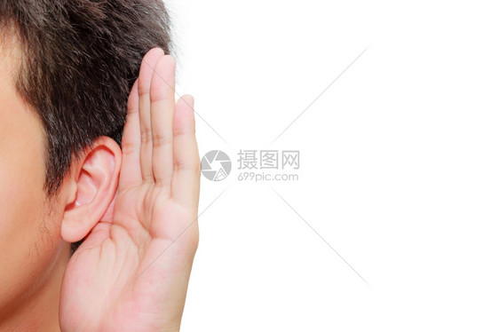 不满意服装消息亚洲人握着手亲近耳朵听图片