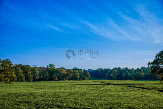 天堂真实的在阳光明媚一天在公园里城市的秋天风景闪耀图片