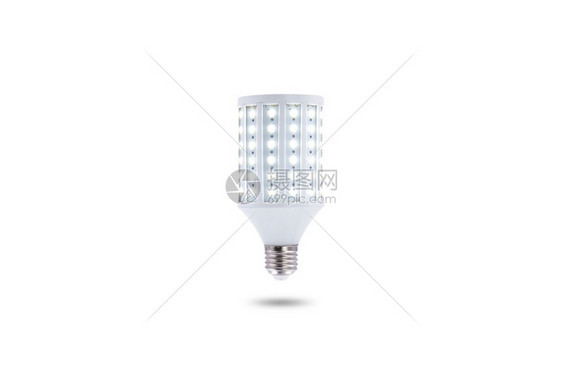家庭LED节能灯E2730v螺帽E730v白底隔离于用节能和环境保护概念塑料工作室图片