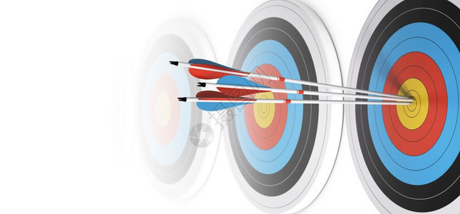 有经验的连续许多目标三支箭射中间第一支箭头以白为上图像在背景技能或才艺横幅上逐渐淡化成白色功的或者图片