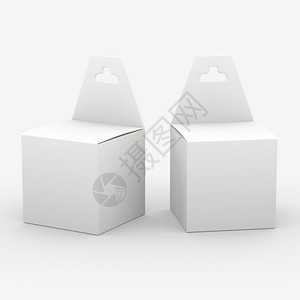 纸板带挂衣架剪切路径的白纸箱包装括各种产品的模板包如墨盒电子或文具准备供设计用和艺术品xA硬件电缆图片