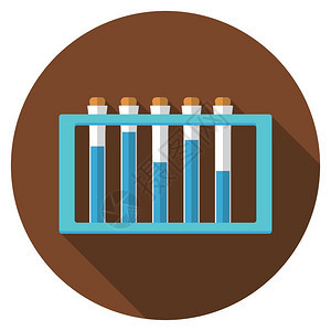 科学用于实验室样品图标的现代矢量插图用长阴影孤立和隔绝的方式绘制管子工具图片