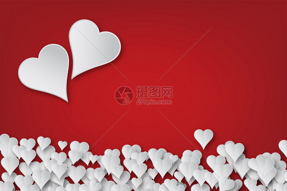 情人节卡片的红色退化背景中的白心华丽网站空白图片