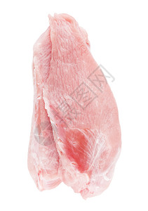 块照片平底锅孤立在白原土耳其肉类上的生火鸡切片图片