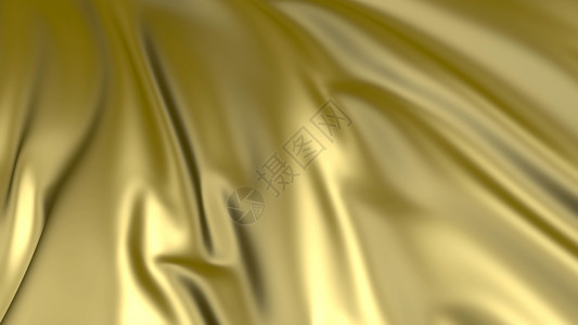 闪亮的喜庆波浪状3D金织物黄布料在风中顺利发展波通过织物扩散而成图片