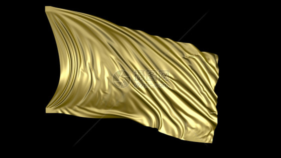 3D金织物的黄布料在风中顺利发展波通过织物扩散而成波浪线条闪耀图片
