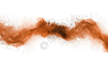 白色的抽烟背景孤立的褐粉末爆炸冻结图片