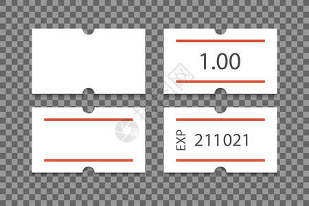 带有两条红色纹的不干胶纸价格标签空白指示有效期的白色标签在透明背景上隔离的矢量图在透明背景上隔离的矢量图透明背景店铺卷杂货图片