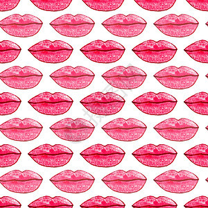 艺术粉红色嘴唇的无缝图案水彩情人节纹理中的可爱背景时尚印刷设计粉红色嘴唇的无缝图案时尚印刷设计装饰风格感的图片