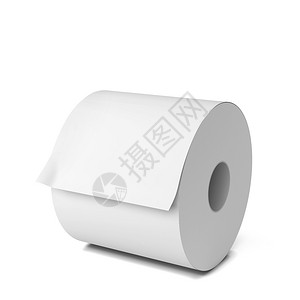 白色背景上孤立的空白纸卷3d插图目的厕所卫生图片