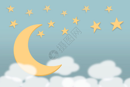 卡片艺术梦甜蜜柔软的摇篮曲色月亮闪星和云层背景用于睡觉或任何设计图片