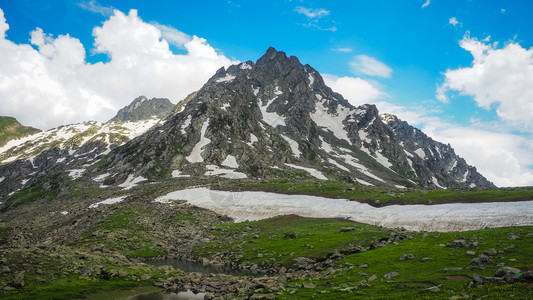 森林旅行草地查谟和克什米尔邦Sonamarg美丽的山地景观图片