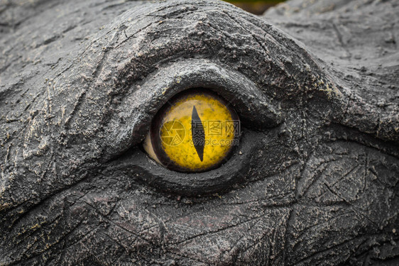 墙纸雕像鳄鱼用黄色的双眼凝视着恶魔的眼睛抽象图片