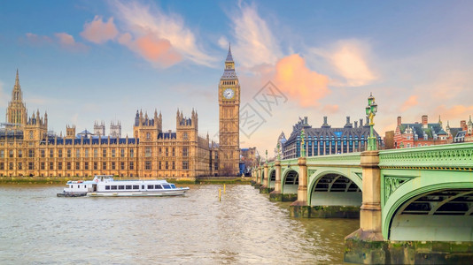 伦敦与大本和英国议会厦的伦敦天际连线地标联合的城市图片