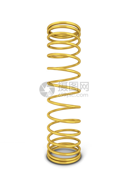 弹跳白色背景上孤立的金属弹簧3d插图震惊工业的图片