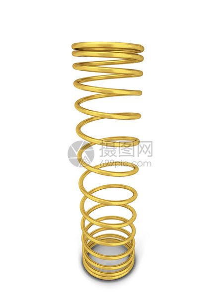 铬合金白色背景上孤立的金属弹簧3d插图有弹活力图片