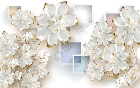 白色的丝绸3D墙底花岗珠宝钻石时尚图片