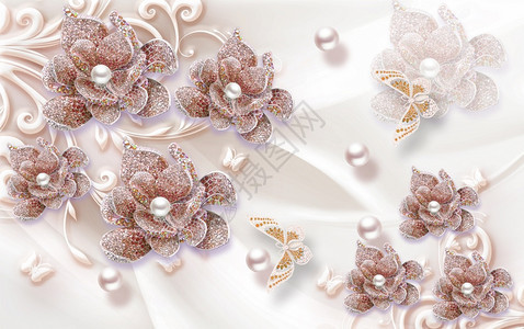 花瓣3D墙底岗珠宝钻石美丽礼物图片