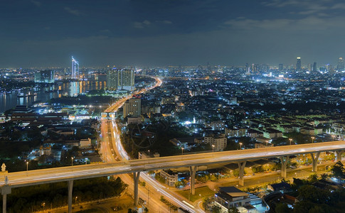 普密蓬曼谷高角黄昏3号区域拉玛现代的泰国图片