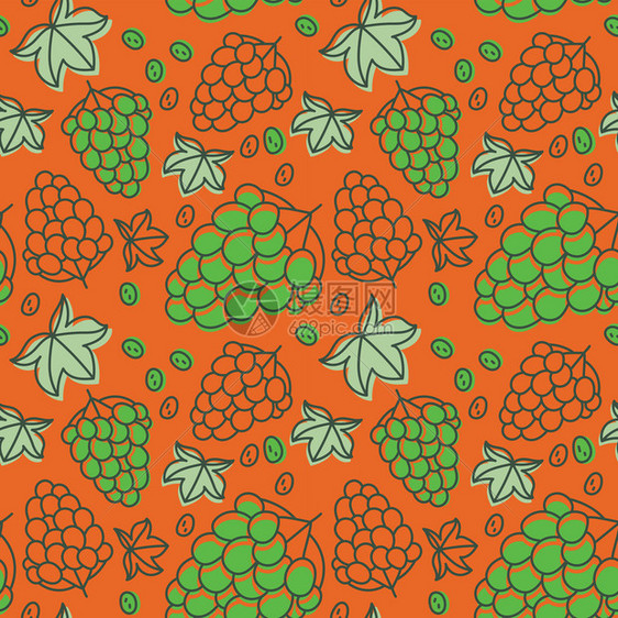 插图向量夏天手画新鲜的白莓多彩矢量素描背景彩色面条壁纸绿和橙印刷品图片