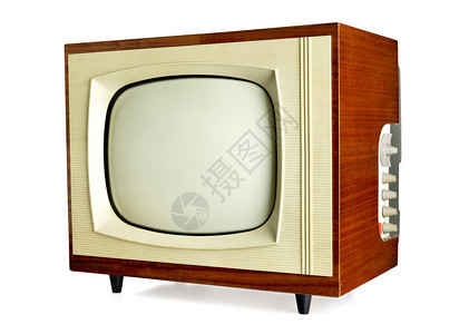 优质的渠道白色背景上隔离的旧电视机包括复制空间剪切路段裁图片