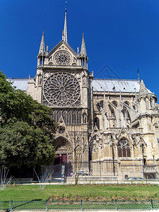 纪念碑巴黎圣母院大教堂引用天主圆顶窗玻璃烧焦图片