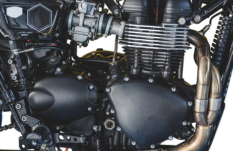 白色背景的摩托车发动机斩波器新的速度图片