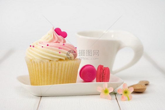 生活杯子马卡龙Cupcake饼的装饰美极了光亮明AF点选择图片