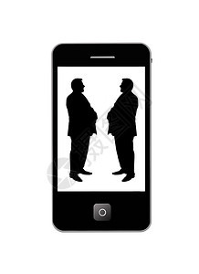 现代移动电话有两部男子黑色休布图协议暗的工作图片