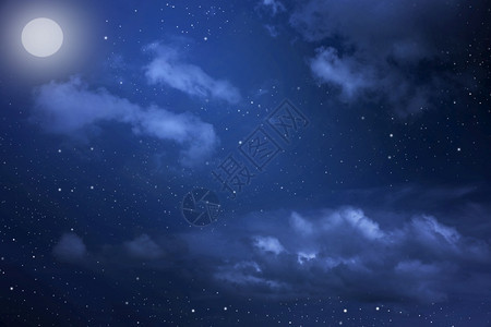 自然夏天星夜空云彩背景有星和月亮颜色图片
