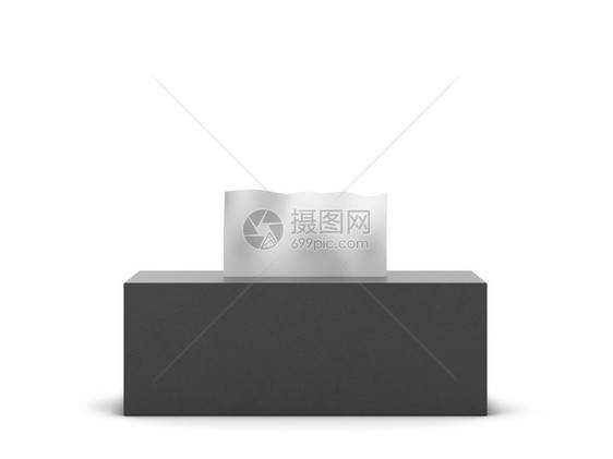 空的纸盒面部白色背景上孤立的空白组织盒模拟3d插图图片