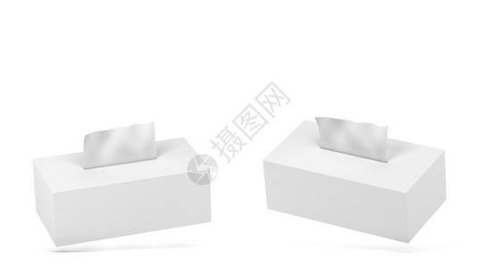 目的干净白色背景上孤立的空白组织盒模拟3d插图关心图片