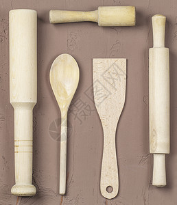 木板制勺子毛片和滚动针厨具图片