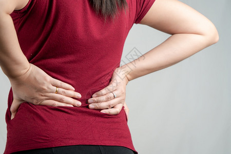 后背疼痛的女性背景图片