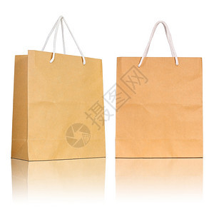 白色背景的棕纸袋贸易载体店铺图片