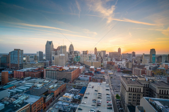 首都旅行美国密歇根州底特律市中心的天文景象破坏图片