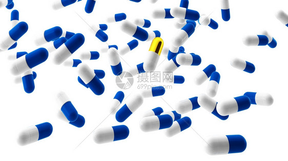 卫生保健剂量3d许多药丸的成品一个独无二的白粉药剂学图片