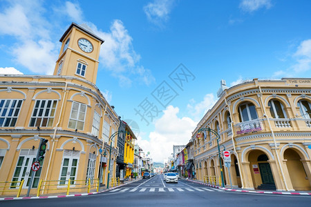 人建筑的在泰普吉老城区PhuketOldTown普吉古城建中葡萄牙筑丰富多彩的图片