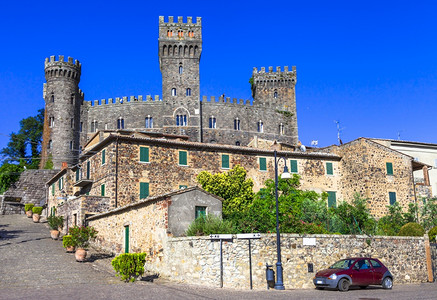 景观托雷意大利旅行和地标中世纪城堡和维泰博省TorreAlfina村欧洲图片