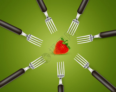 可口一组叉之间个草莓可爱的吸引人图片