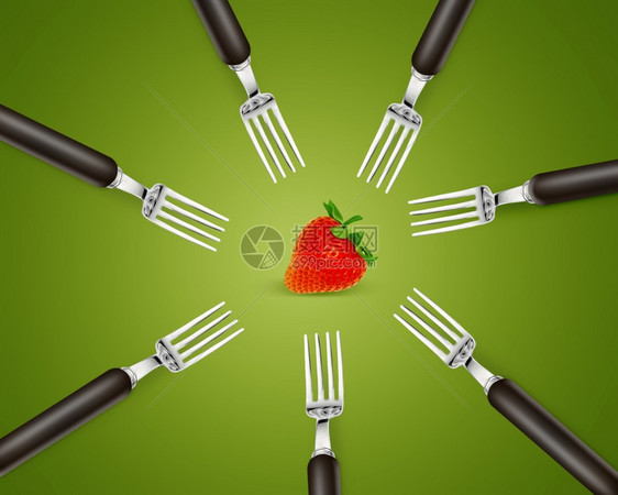 可口一组叉之间个草莓可爱的吸引人图片