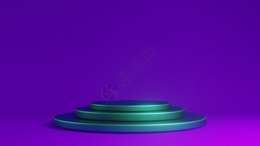 平台未来空舞优雅的紫和蓝色背景带有着陆页面showcase产品演示文稿3d插图d投影的抽象讲台内部回滴展示聚光灯图片