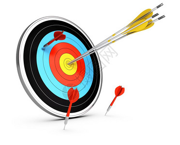 幼儿园跑到3d说明三支箭击中目标心三只飞镖未能在白色背景上达到概念