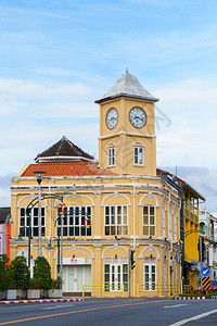 唐人街葡萄牙语在泰国普吉老城区PhuketOldTown普吉古城建中葡萄牙筑纪念馆图片